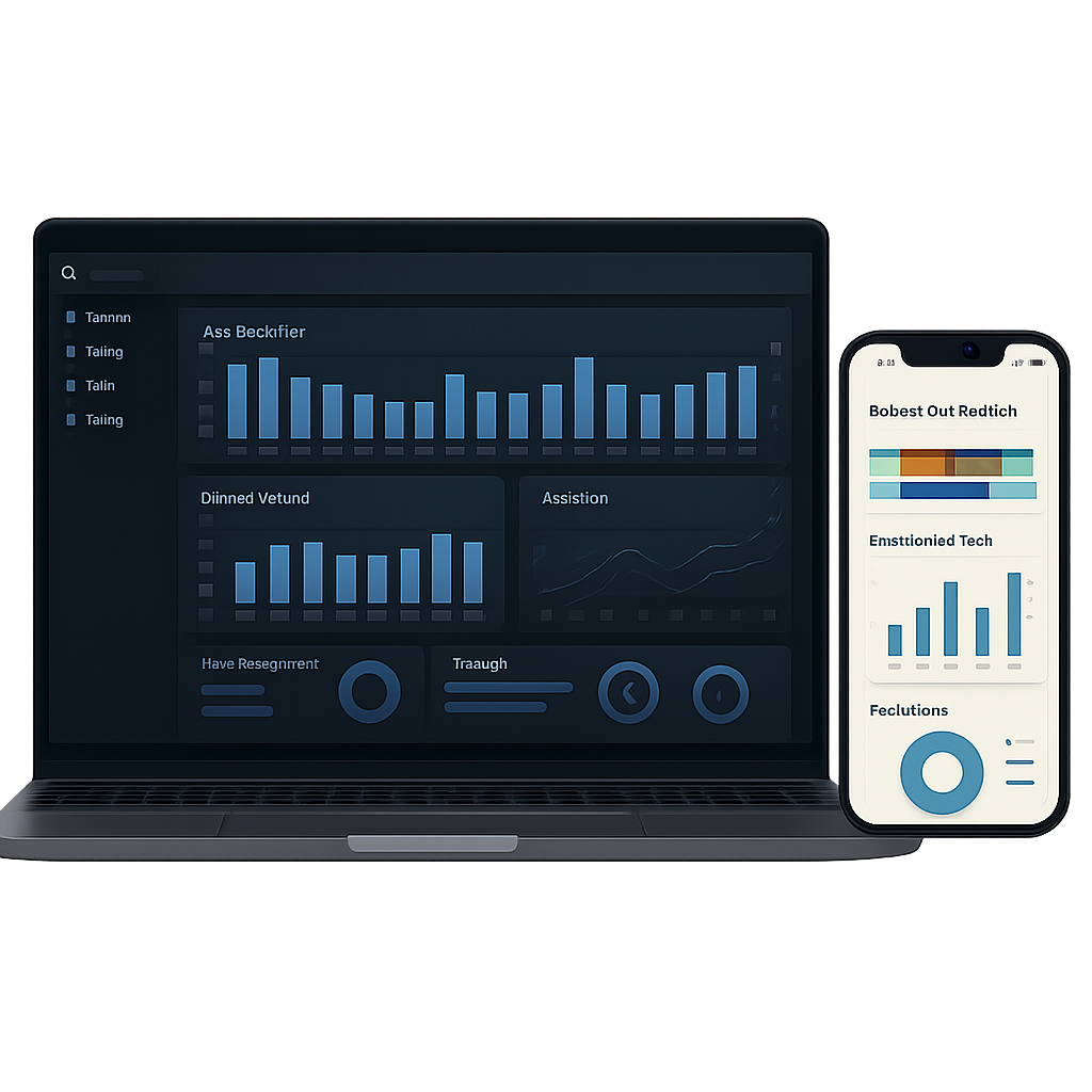 Dashboard em laptop e celular